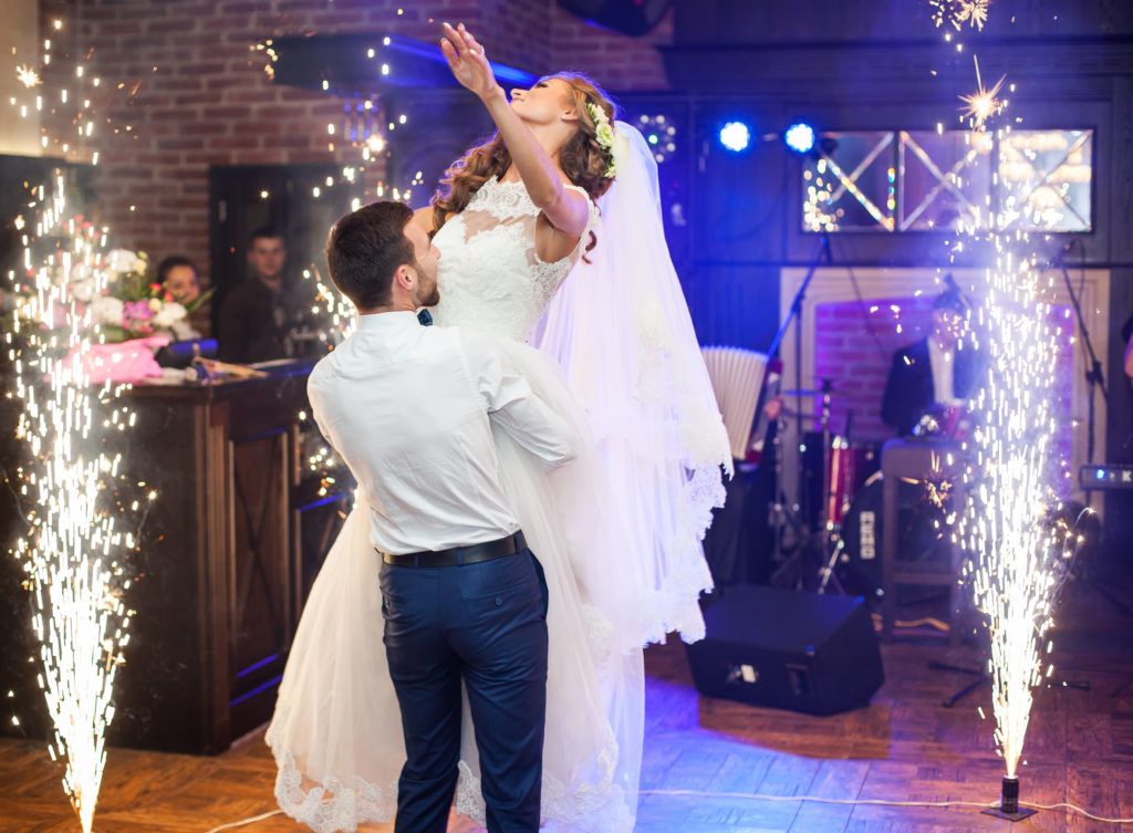 Beautiful newlywed couple first dance